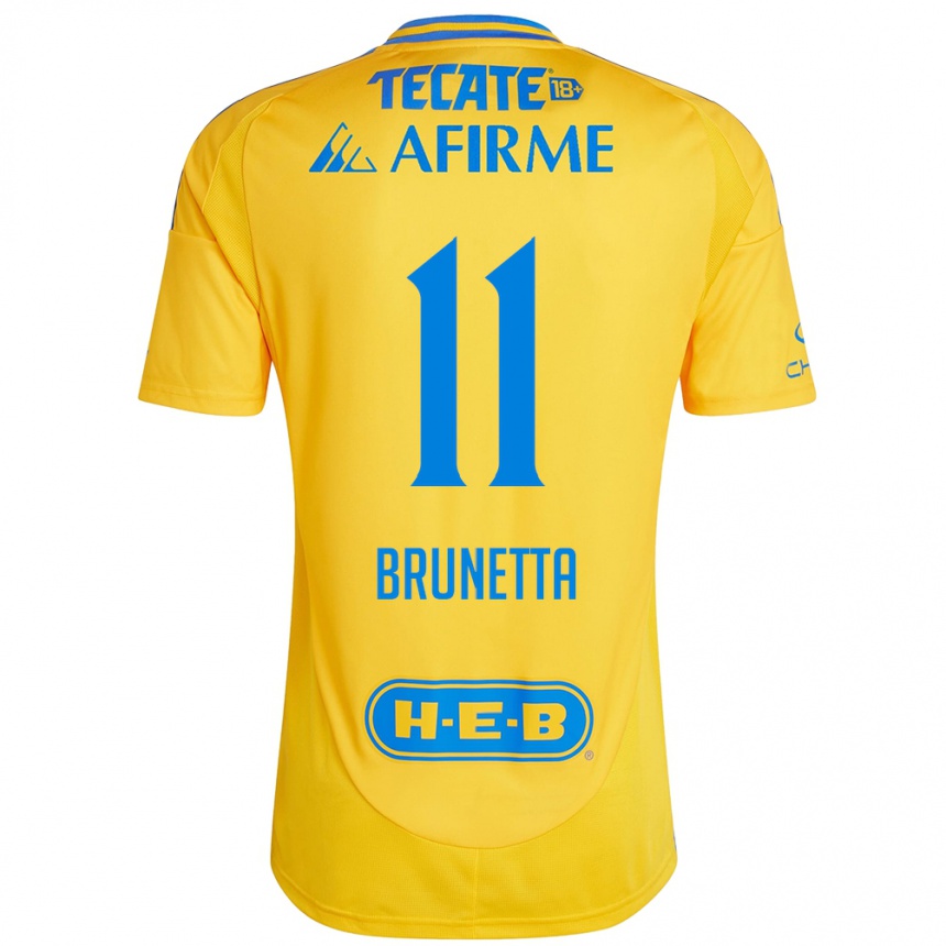 Vyrai Juan Brunetta #11 Auksinė Geltona Namų Marškinėliai 2024/25 T-Shirt