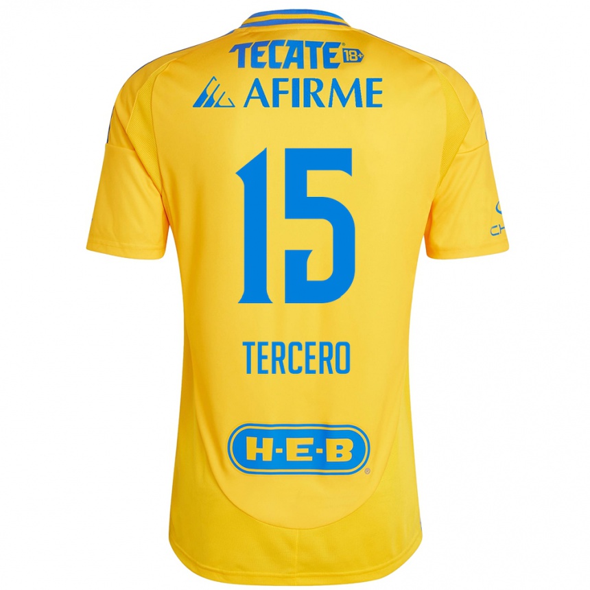 Vyrai Eduardo Tercero #15 Auksinė Geltona Namų Marškinėliai 2024/25 T-Shirt