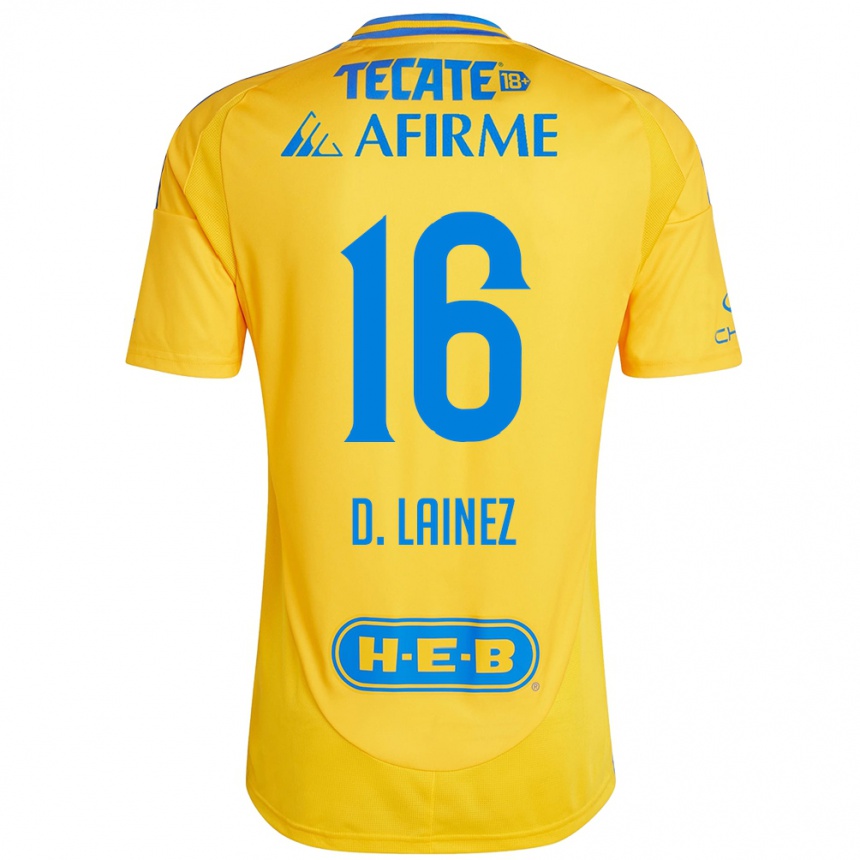 Vyrai Diego Lainez #16 Auksinė Geltona Namų Marškinėliai 2024/25 T-Shirt