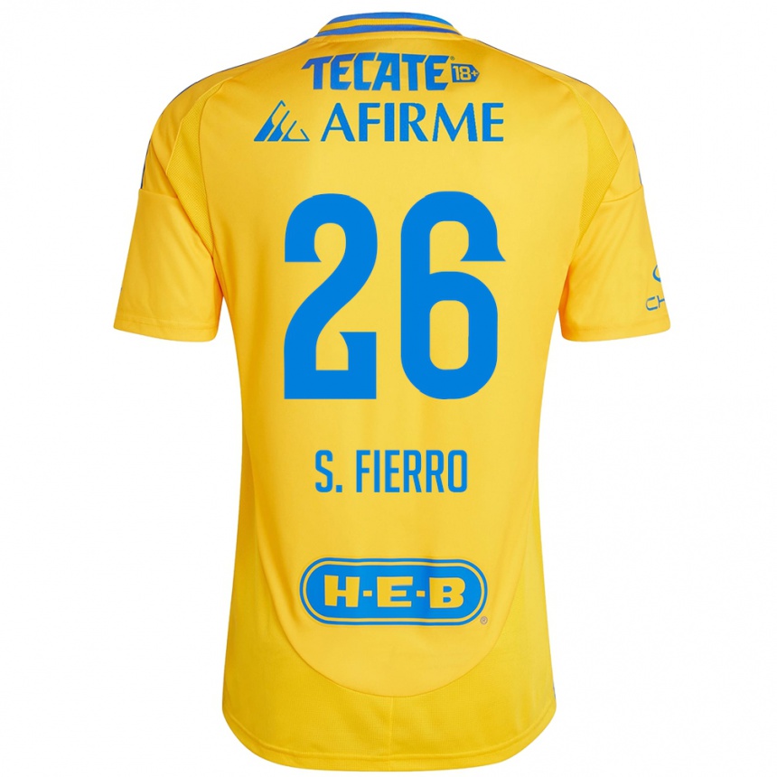 Vyrai Sebastián Fierro #26 Auksinė Geltona Namų Marškinėliai 2024/25 T-Shirt