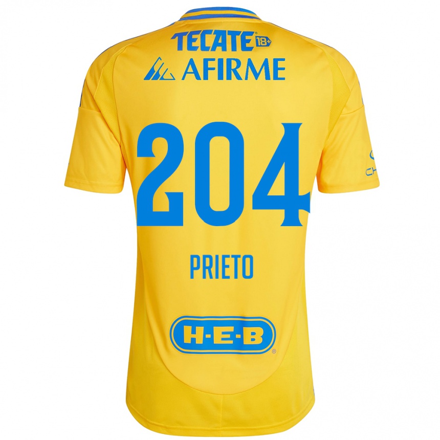 Vyrai Leonel Prieto #204 Auksinė Geltona Namų Marškinėliai 2024/25 T-Shirt