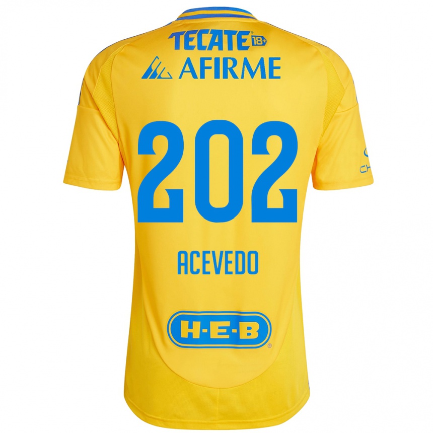 Vyrai José Acevedo #202 Auksinė Geltona Namų Marškinėliai 2024/25 T-Shirt