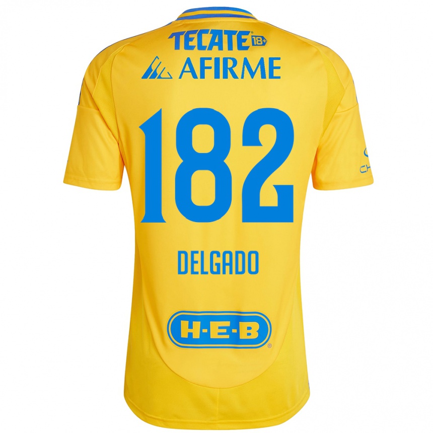 Vyrai Arturo Delgado #182 Auksinė Geltona Namų Marškinėliai 2024/25 T-Shirt