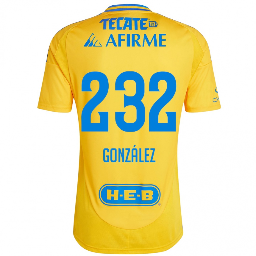 Vyrai César González #232 Auksinė Geltona Namų Marškinėliai 2024/25 T-Shirt