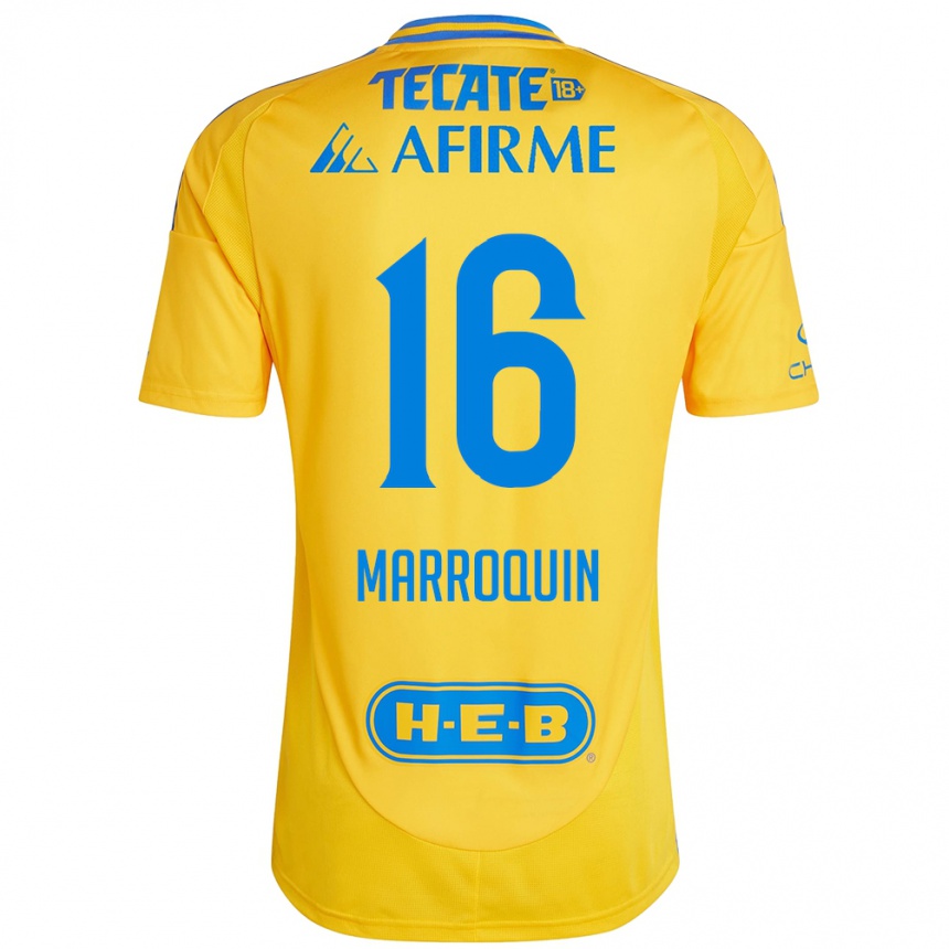 Vyrai Ammanda Marroquin #16 Auksinė Geltona Namų Marškinėliai 2024/25 T-Shirt