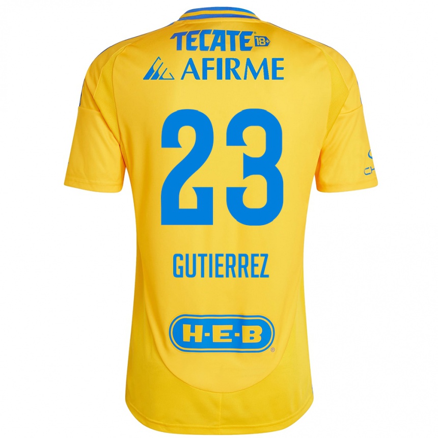 Vyrai Jana Gutierrez #23 Auksinė Geltona Namų Marškinėliai 2024/25 T-Shirt