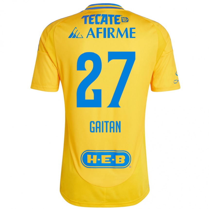 Vyrai Natalia Gaitan #27 Auksinė Geltona Namų Marškinėliai 2024/25 T-Shirt