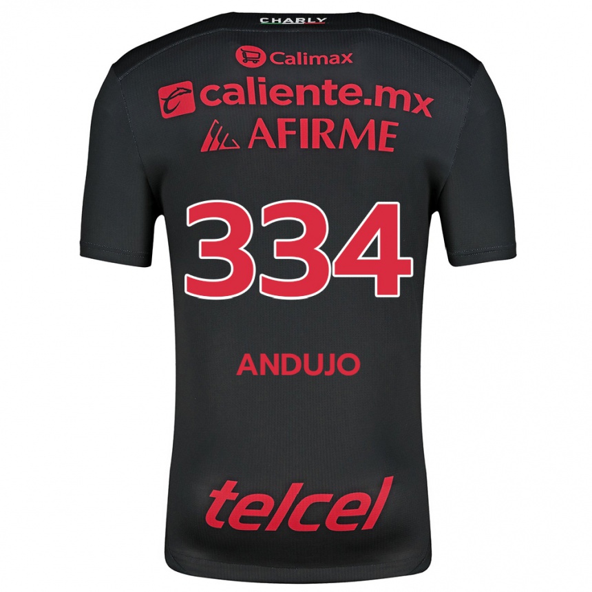 Vyrai Favio Andujo #334 Juoda Raudona Namų Marškinėliai 2024/25 T-Shirt