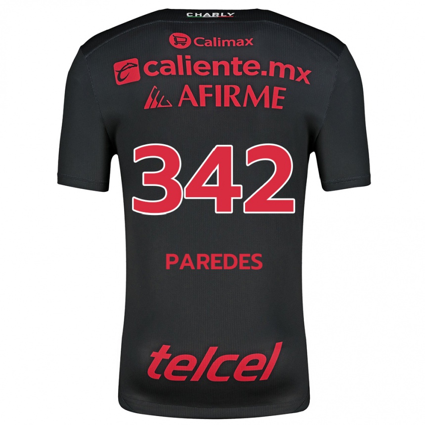 Vyrai Santiago Paredes #342 Juoda Raudona Namų Marškinėliai 2024/25 T-Shirt