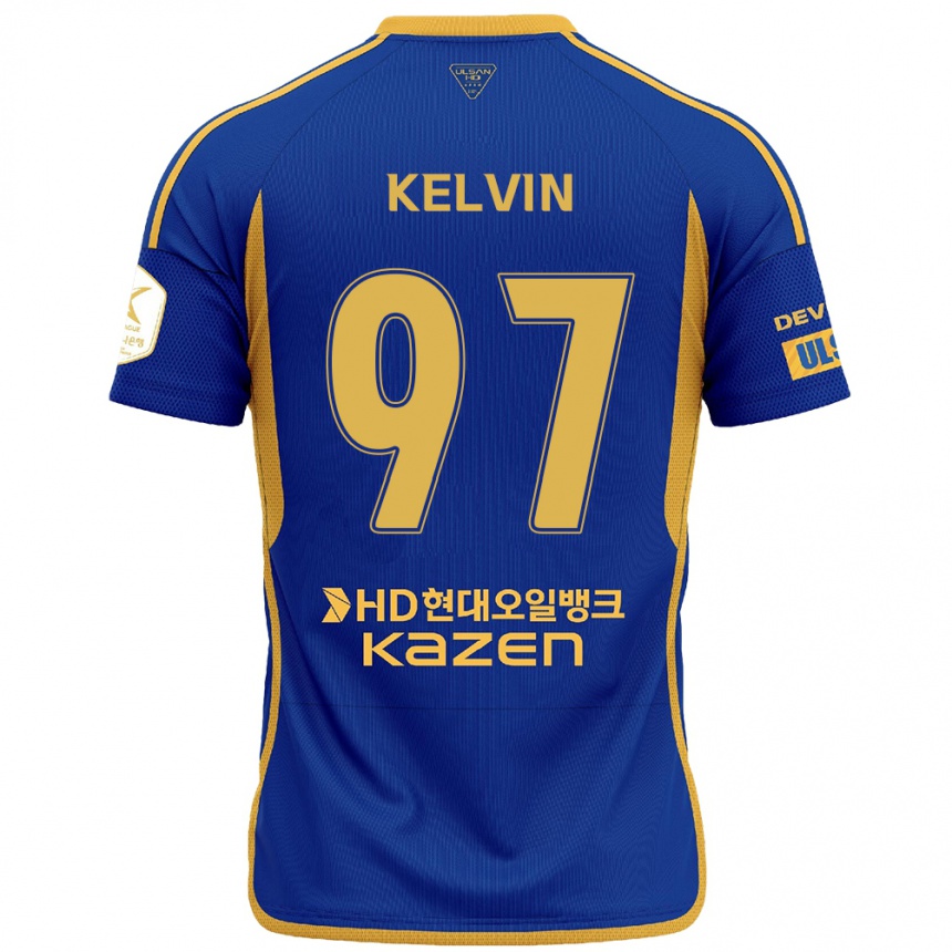 Vyrai Kelvin #97 Mėlyna Geltona Namų Marškinėliai 2024/25 T-Shirt