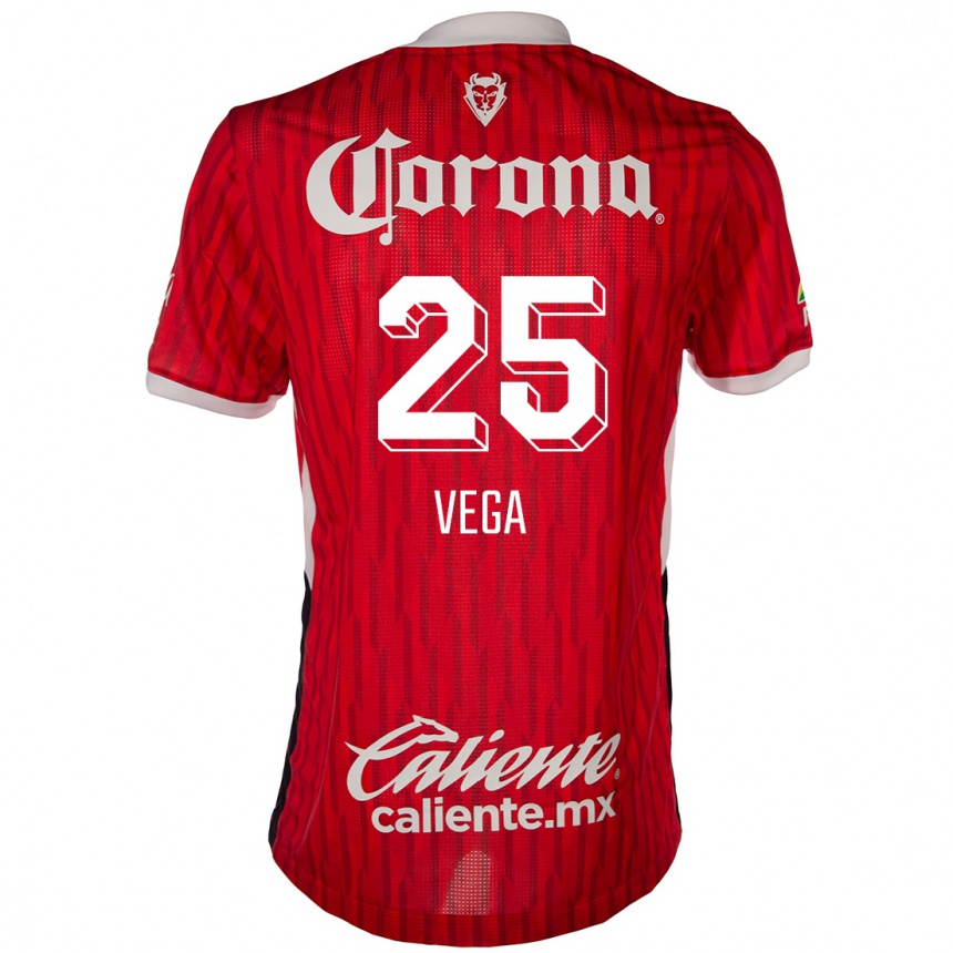 Vyrai Alexis Vega #25 Raudona Balta Namų Marškinėliai 2024/25 T-Shirt