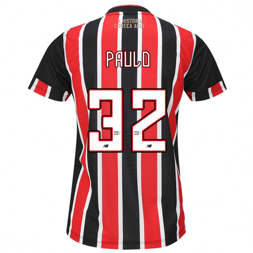 Vyrai Marcos Paulo #32 Juoda Raudona Balta Išvykos Marškinėliai 2024/25 T-Shirt