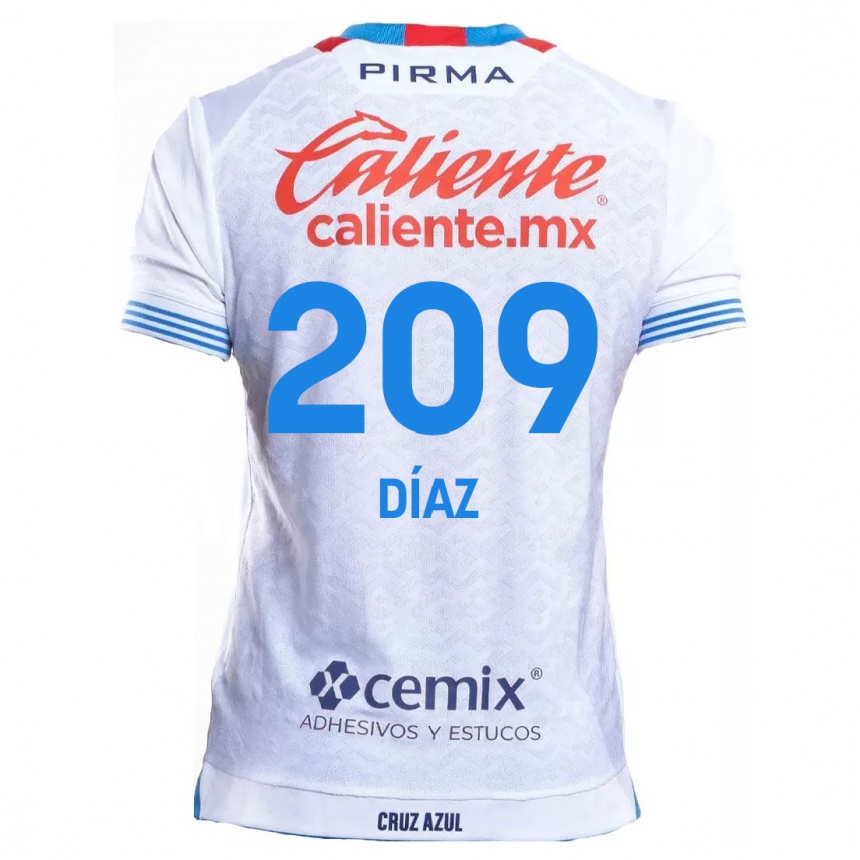 Vyrai Josué Díaz #209 Balta Mėlyna Išvykos Marškinėliai 2024/25 T-Shirt