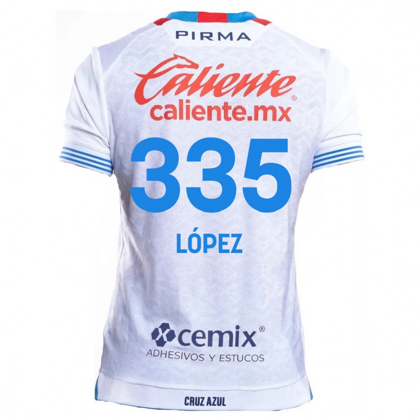 Vyrai Alfredo López #335 Balta Mėlyna Išvykos Marškinėliai 2024/25 T-Shirt