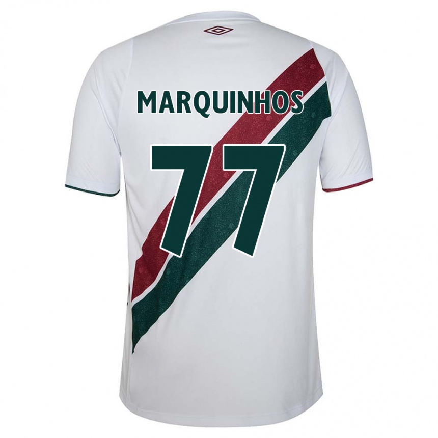 Vyrai Marquinhos #77 Balta Žalia Kaštoninė Išvykos Marškinėliai 2024/25 T-Shirt