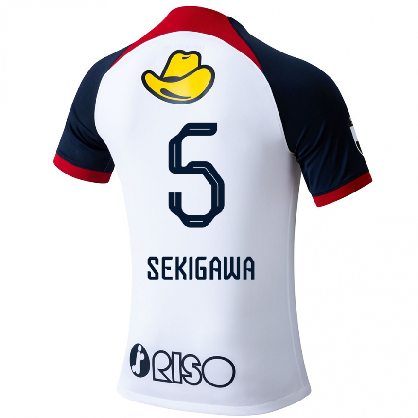 Vyrai Ikuma Sekigawa #5 Balta Mėlyna Raudona Išvykos Marškinėliai 2024/25 T-Shirt