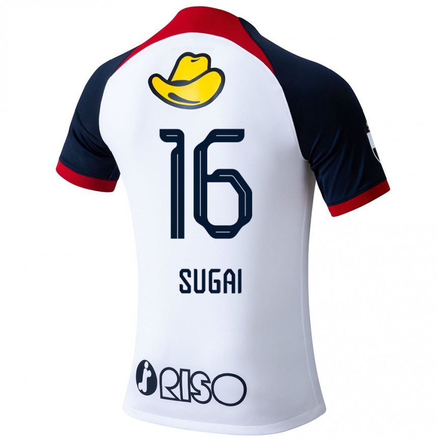 Vyrai Hidehiro Sugai #16 Balta Mėlyna Raudona Išvykos Marškinėliai 2024/25 T-Shirt