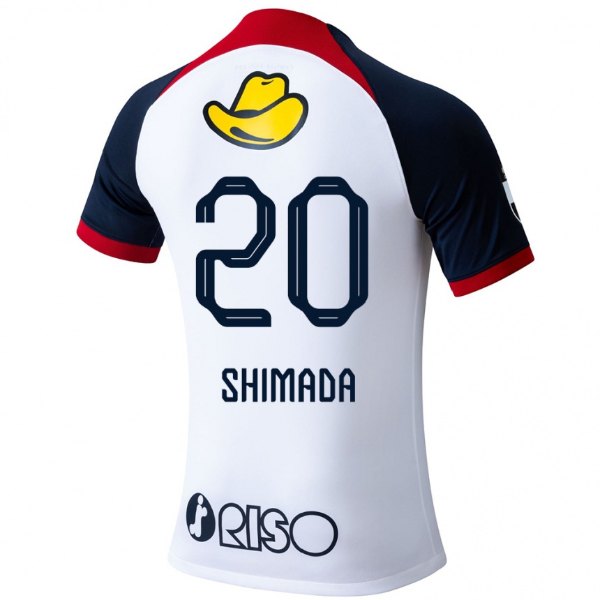 Vyrai Victor Shimada #20 Balta Mėlyna Raudona Išvykos Marškinėliai 2024/25 T-Shirt