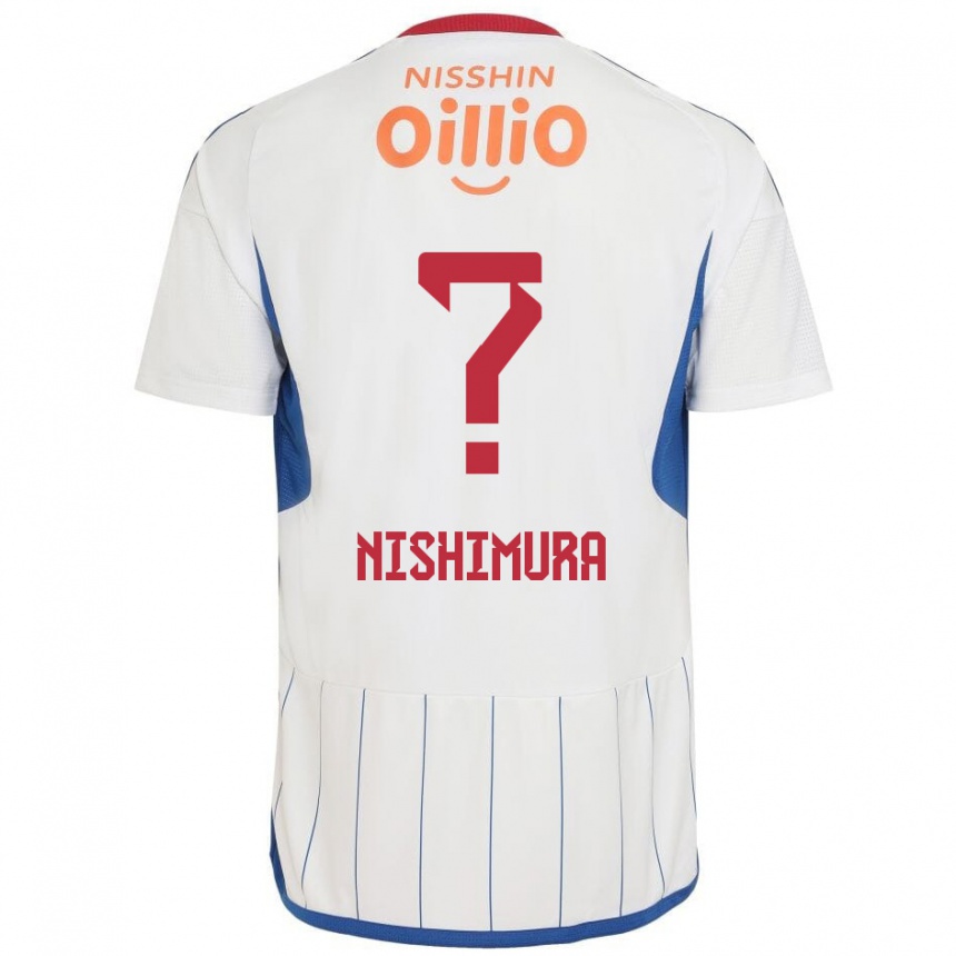 Vyrai Takuma Nishimura #0 Balta Mėlyna Raudona Išvykos Marškinėliai 2024/25 T-Shirt