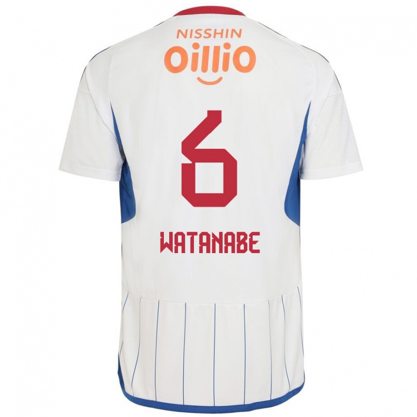 Vyrai Kota Watanabe #6 Balta Mėlyna Raudona Išvykos Marškinėliai 2024/25 T-Shirt