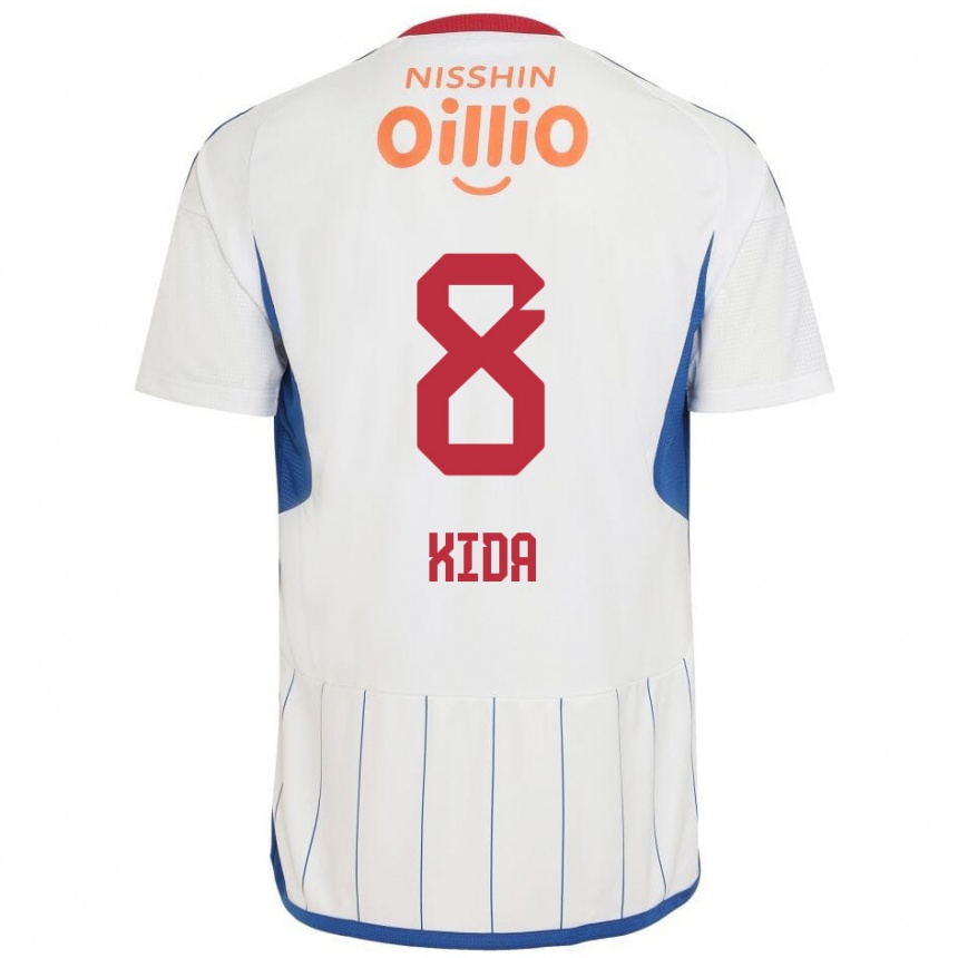 Vyrai Takuya Kida #8 Balta Mėlyna Raudona Išvykos Marškinėliai 2024/25 T-Shirt