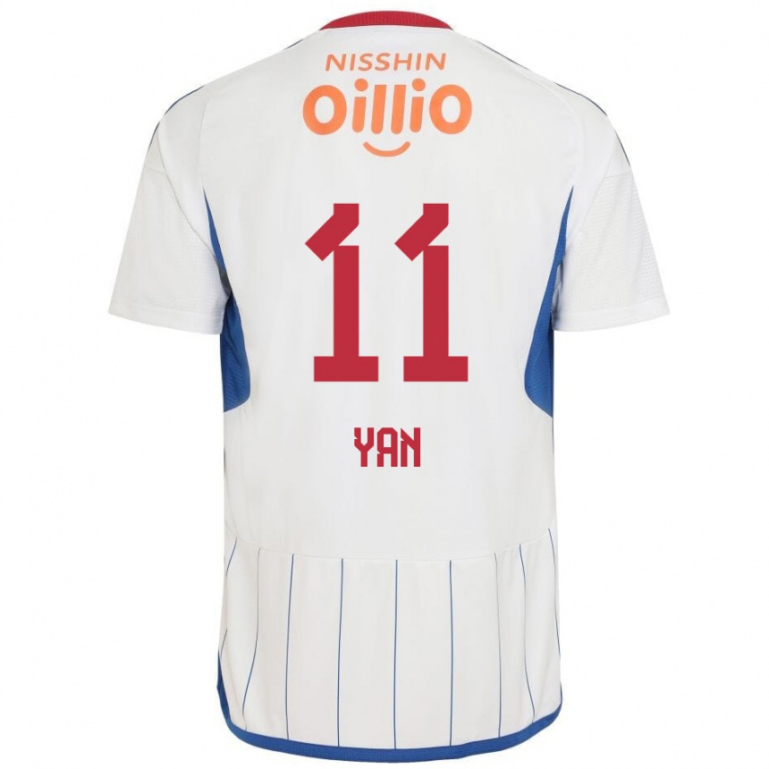 Vyrai Yan #11 Balta Mėlyna Raudona Išvykos Marškinėliai 2024/25 T-Shirt