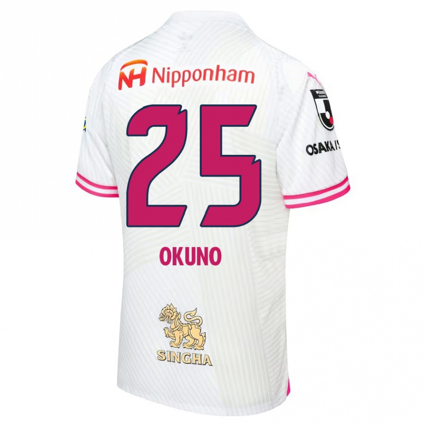 Vyrai Hiroaki Okuno #25 Balta Rožinė Išvykos Marškinėliai 2024/25 T-Shirt