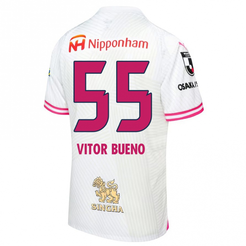 Vyrai Vitor Bueno #55 Balta Rožinė Išvykos Marškinėliai 2024/25 T-Shirt