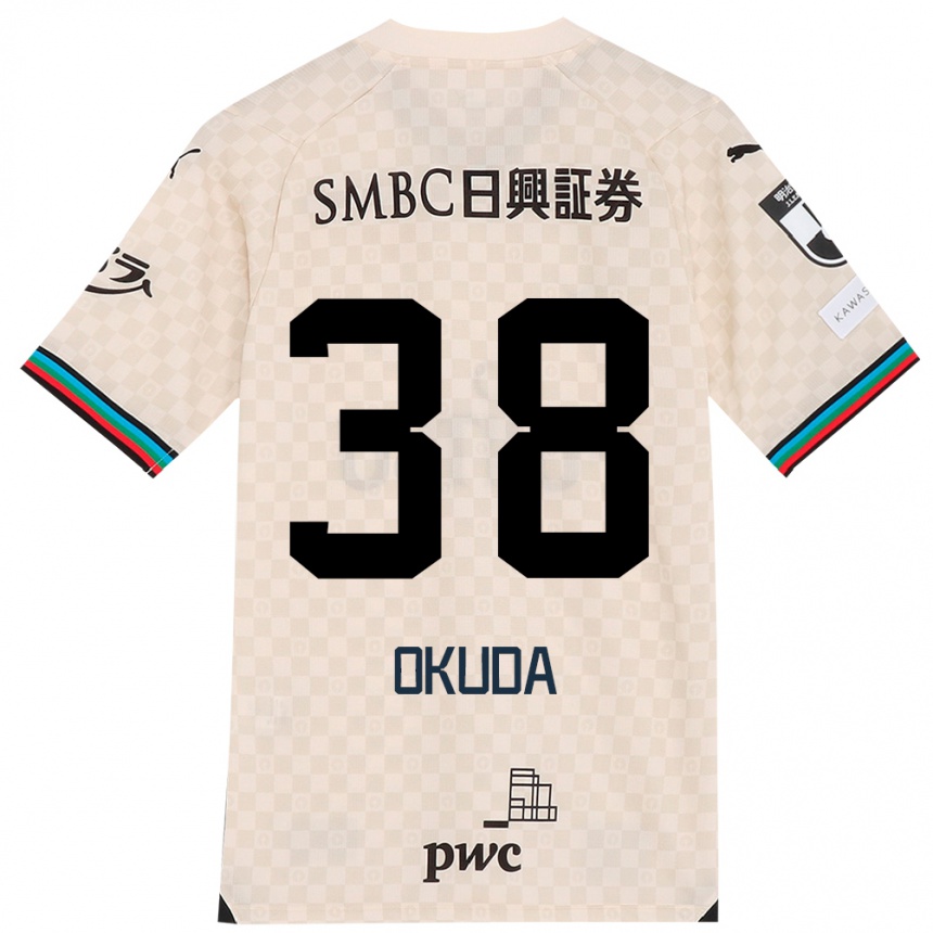 Vyrai Yuma Okuda #38 Balta Pilka Išvykos Marškinėliai 2024/25 T-Shirt