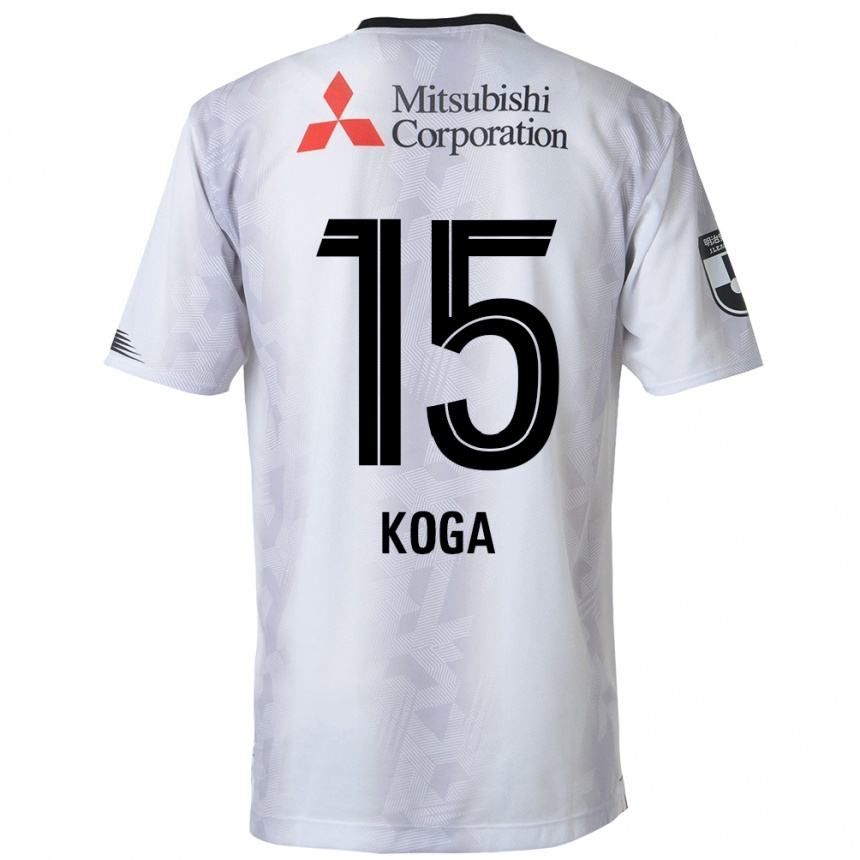 Vyrai Shun Koga #15 Balta Juoda Išvykos Marškinėliai 2024/25 T-Shirt