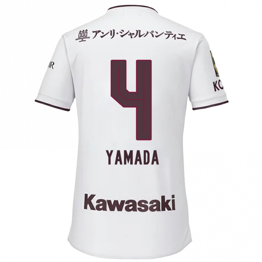 Vyrai Kaito Yamada #4 Balta Raudona Išvykos Marškinėliai 2024/25 T-Shirt