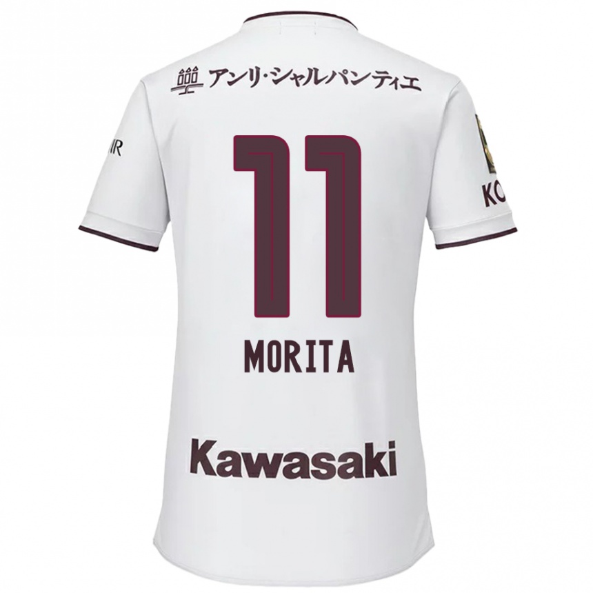 Vyrai Oga Morita #11 Balta Raudona Išvykos Marškinėliai 2024/25 T-Shirt