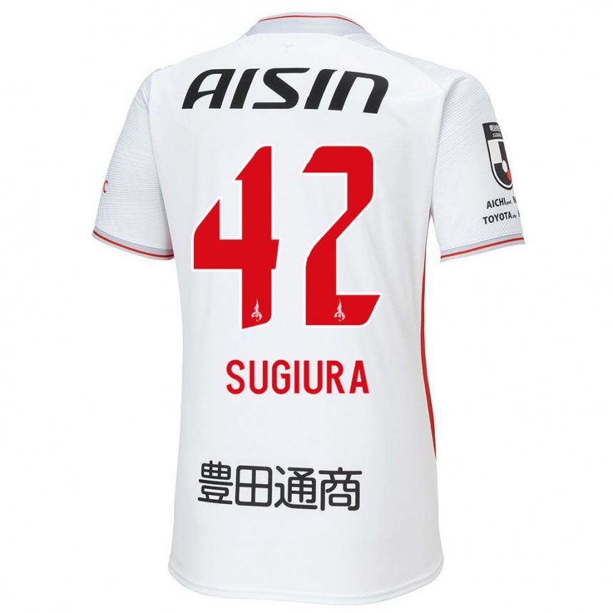 Vyrai Shungo Sugiura #42 Balta Geltona Raudona Išvykos Marškinėliai 2024/25 T-Shirt