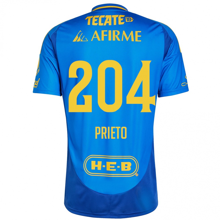 Vyrai Leonel Prieto #204 Mėlyna Geltona Išvykos Marškinėliai 2024/25 T-Shirt