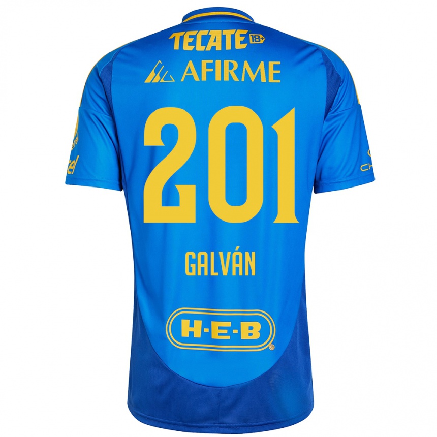 Vyrai Isac Galván #201 Mėlyna Geltona Išvykos Marškinėliai 2024/25 T-Shirt