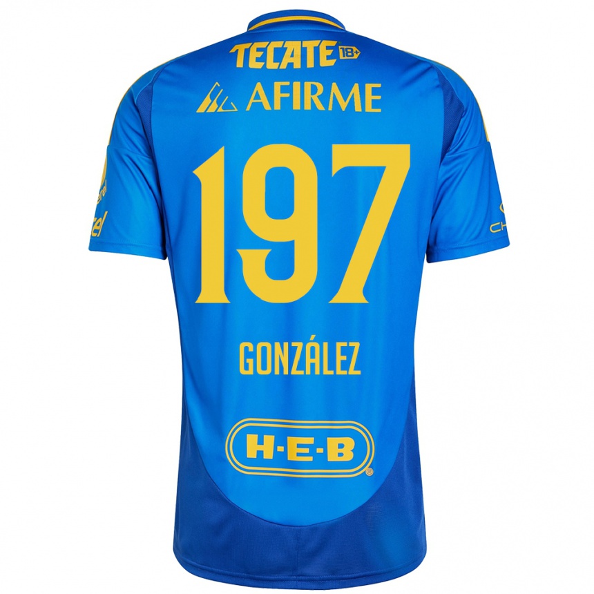 Vyrai Germán González #197 Mėlyna Geltona Išvykos Marškinėliai 2024/25 T-Shirt