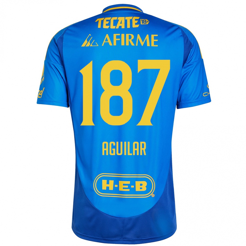 Vyrai Manuel Aguilar #187 Mėlyna Geltona Išvykos Marškinėliai 2024/25 T-Shirt