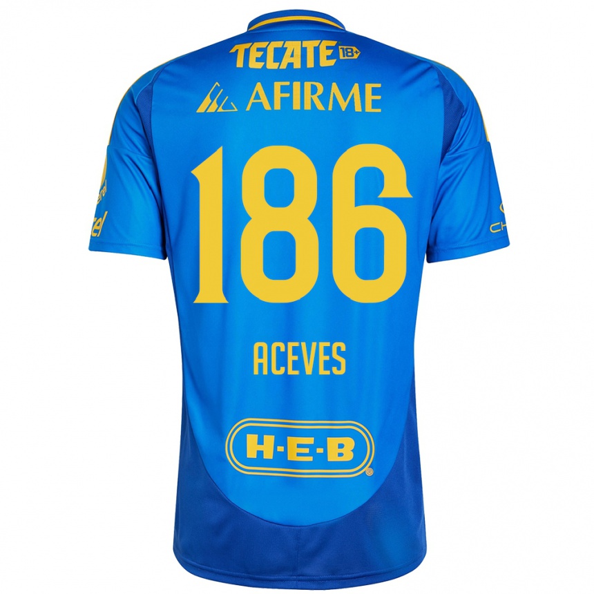 Vyrai Israel Aceves #186 Mėlyna Geltona Išvykos Marškinėliai 2024/25 T-Shirt