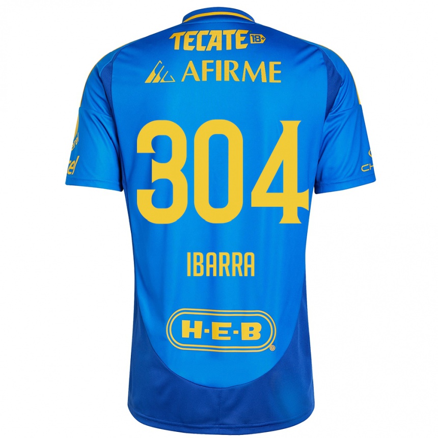 Vyrai Luis Ibarra #304 Mėlyna Geltona Išvykos Marškinėliai 2024/25 T-Shirt