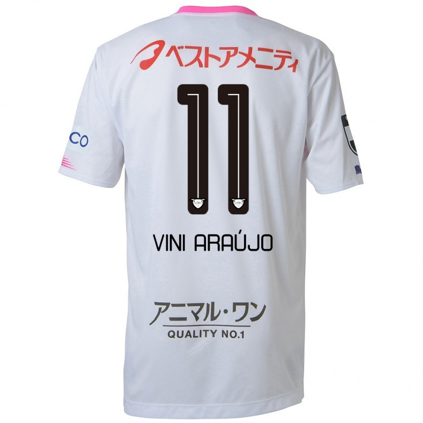 Vyrai Vinícius Araújo #11 Balta Mėlyna Rožinė Išvykos Marškinėliai 2024/25 T-Shirt