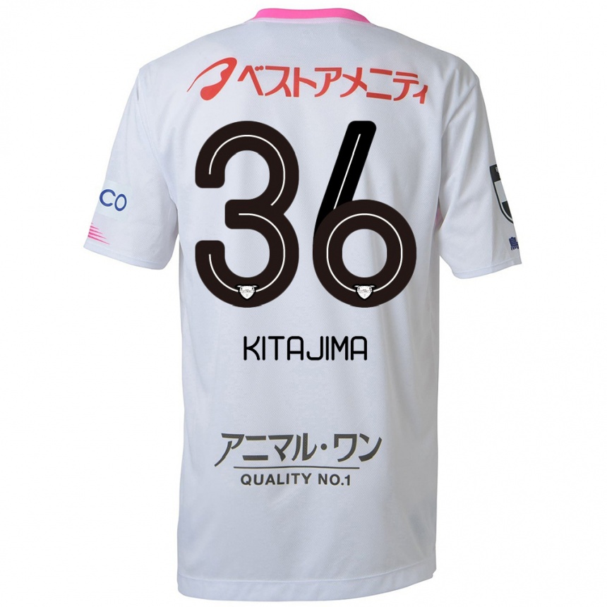 Vyrai Fumiya Kitajima #36 Balta Mėlyna Rožinė Išvykos Marškinėliai 2024/25 T-Shirt