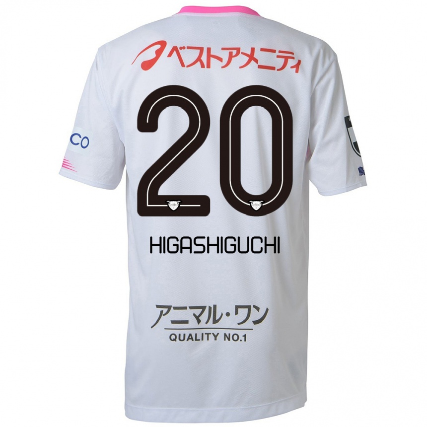 Vyrai Aitaro Higashiguchi #20 Balta Mėlyna Rožinė Išvykos Marškinėliai 2024/25 T-Shirt