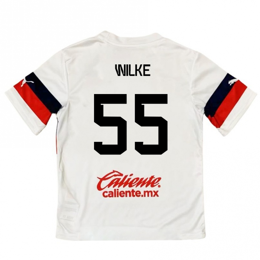 Vyrai Teun Wilke #55 Balta Raudona Išvykos Marškinėliai 2024/25 T-Shirt