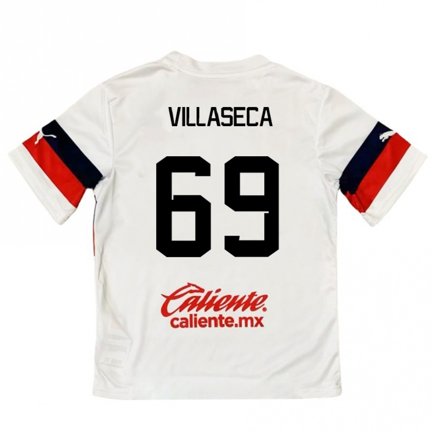 Vyrai Daniel Villaseca #69 Balta Raudona Išvykos Marškinėliai 2024/25 T-Shirt