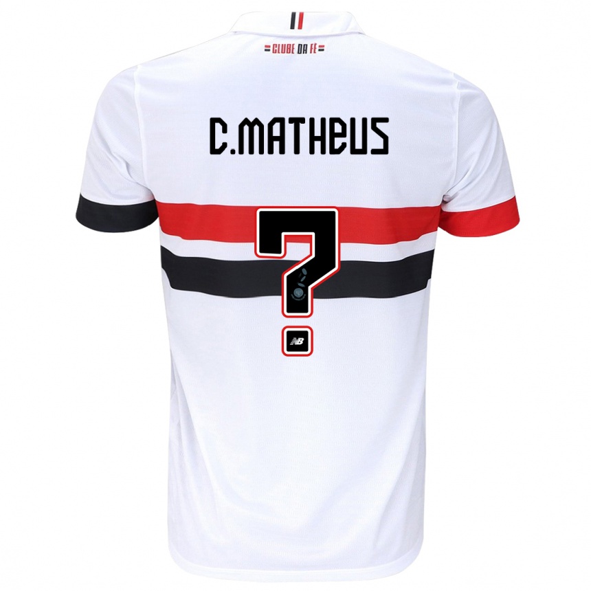 Moteriškas Caio Matheus #0 Balta Raudona Juoda Namų Marškinėliai 2024/25 T-Shirt