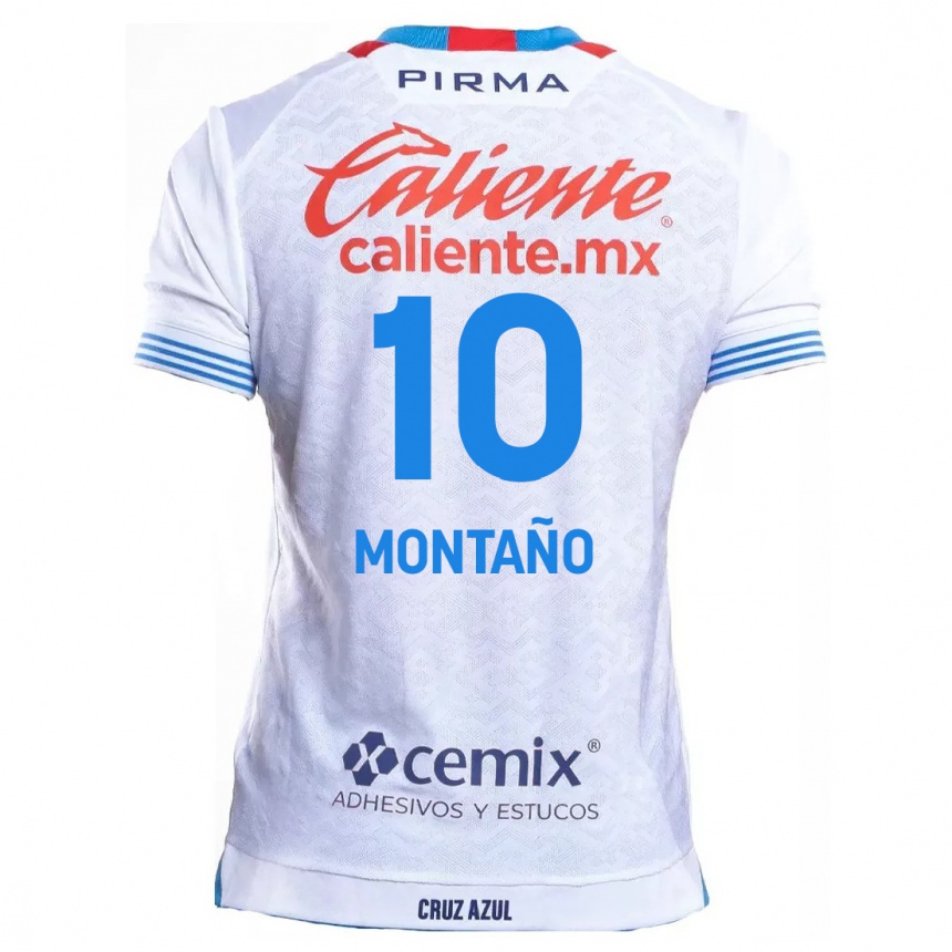 Moteriškas Andrés Montaño #10 Balta Mėlyna Išvykos Marškinėliai 2024/25 T-Shirt