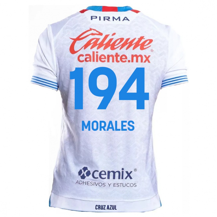 Moteriškas Amaury Morales #194 Balta Mėlyna Išvykos Marškinėliai 2024/25 T-Shirt