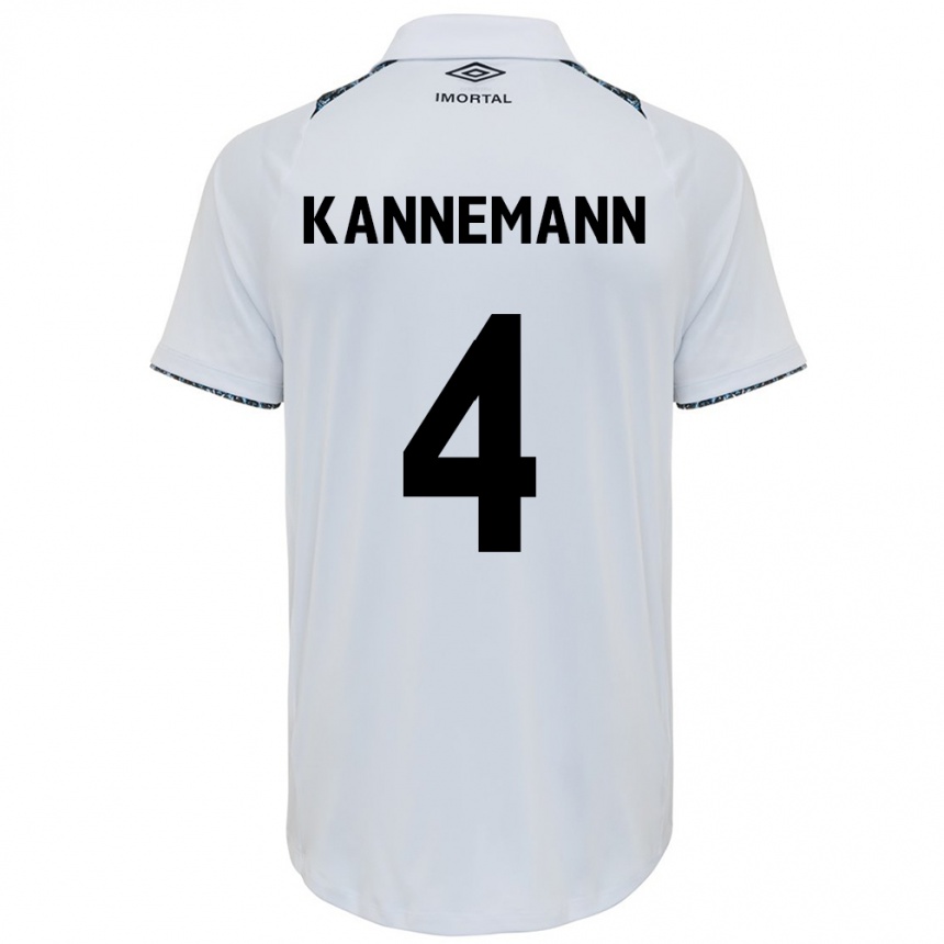 Moteriškas Walter Kannemann #4 Balta Mėlyna Išvykos Marškinėliai 2024/25 T-Shirt