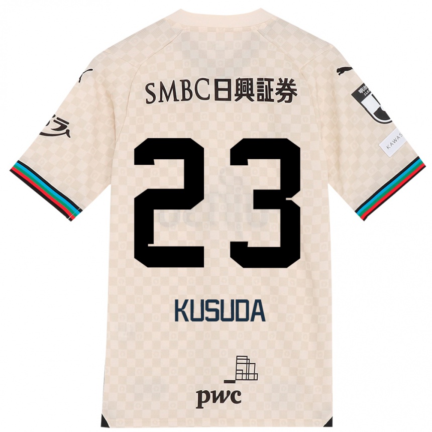 Moteriškas Haruki Kusuda #23 Balta Pilka Išvykos Marškinėliai 2024/25 T-Shirt