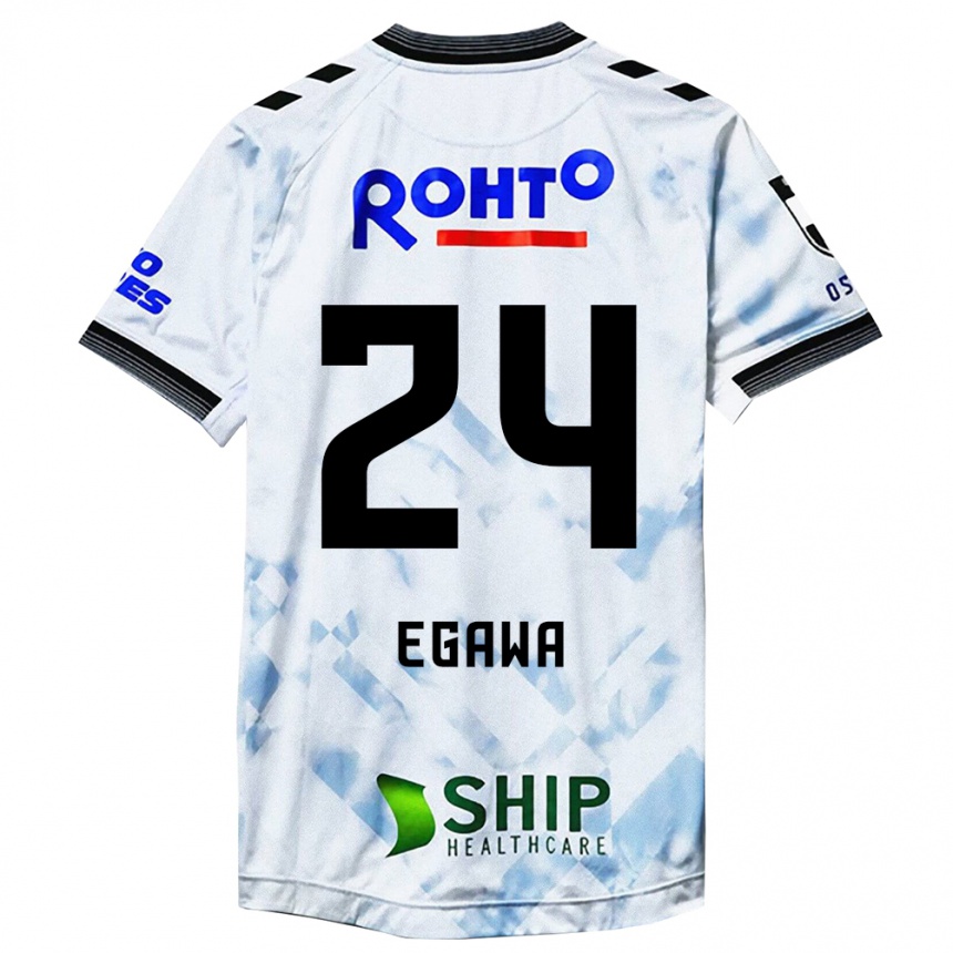 Moteriškas Yusei Egawa #24 Balta Juoda Išvykos Marškinėliai 2024/25 T-Shirt